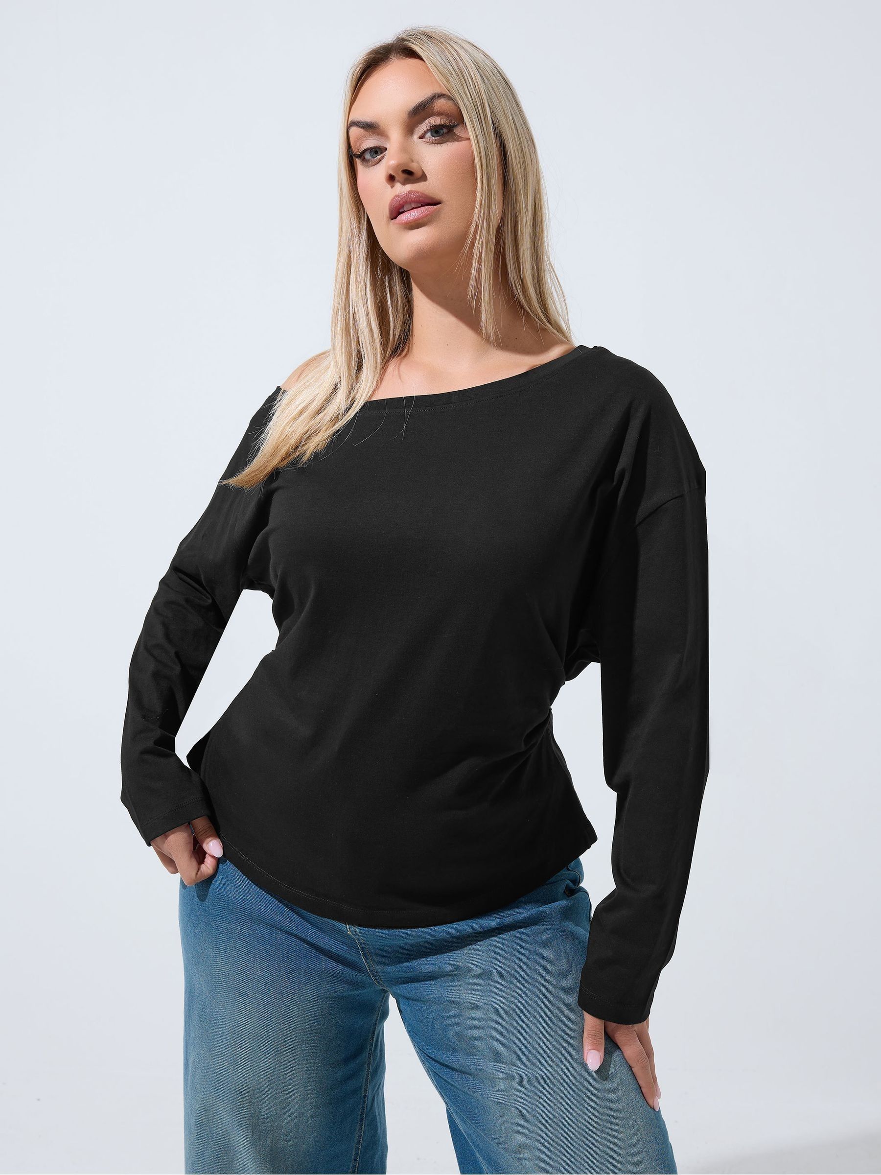 Yours Women's Black Off Shoulder Long Sleeve Top In | Size: 26-28 - Image 6