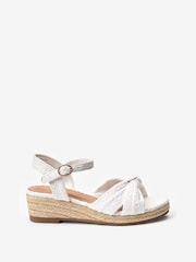 White Broderie Knot Standard Fit (F) Wedge Sandals - Image 1 of 4