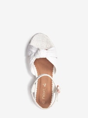 White Broderie Knot Standard Fit (F) Wedge Sandals - Image 3 of 4