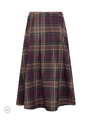 PixieGirl Petite Burgundy Red Checked Buckle Midi Skirt - Image 2 of 2