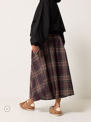 Bordeauxrood - PixieGirl Petite geruite midi-rok met gesp - Afbeelding 3 van 6