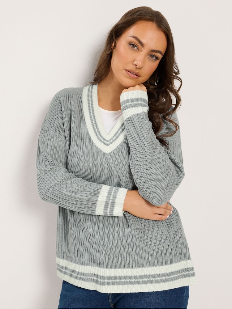 Szary - Dzianinowy sweter Yours Curve Tennis - Obraz 1 z 6 Szary - Dzianinowy sweter Yours Curve Tennis - Obraz 1 z 6