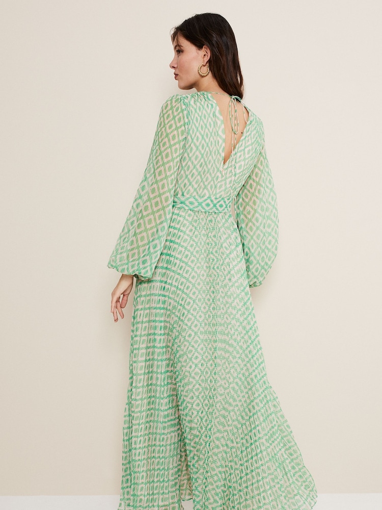 Phase Eight Green Roxanna Pleated Diamond Maxi Dress - Image 2 of 6