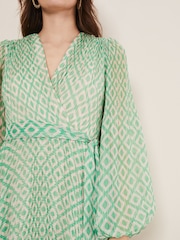Phase Eight Green Roxanna Pleated Diamond Maxi Dress - Image 5 of 6