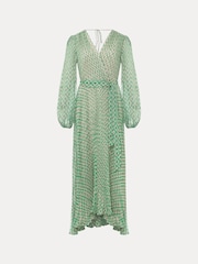 Phase Eight Green Roxanna Pleated Diamond Maxi Dress - Image 6 of 6