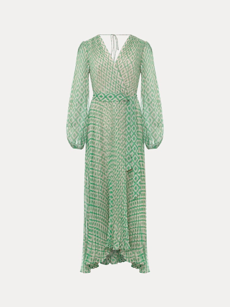 Phase Eight Green Roxanna Pleated Diamond Maxi Dress - Image 6 of 6