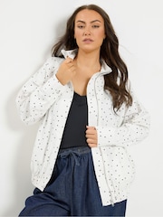 Yours Curve White Funnel Neck Twill Bomber Jacket - Image 3 of 7