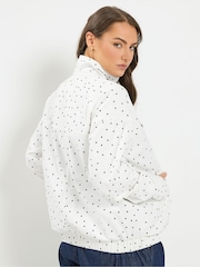 Yours Curve White Funnel Neck Twill Bomber Jacket - Image 4 of 7