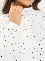 Yours Curve White Funnel Neck Twill Bomber Jacket - Image 5 of 7