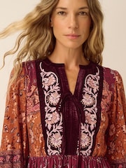 Monsoon Red Hunter Floral Print Jersey Midi Dress - Image 2 of 5