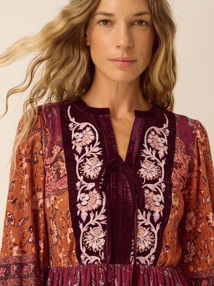 Monsoon Red Hunter Floral Print Jersey Midi Dress - Image 2 of 5 Monsoon Red Hunter Floral Print Jersey Midi Dress - Image 2 of 5