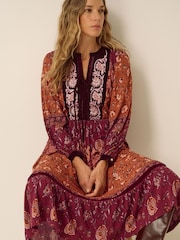 Monsoon Red Hunter Floral Print Jersey Midi Dress - Image 4 of 5