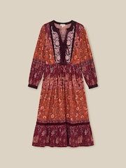 Monsoon Red Hunter Floral Print Jersey Midi Dress - Image 5 of 5