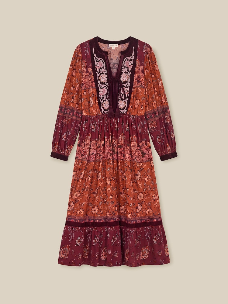 Monsoon Red Hunter Floral Print Jersey Midi Dress - Image 5 of 5 Monsoon Red Hunter Floral Print Jersey Midi Dress - Image 5 of 5