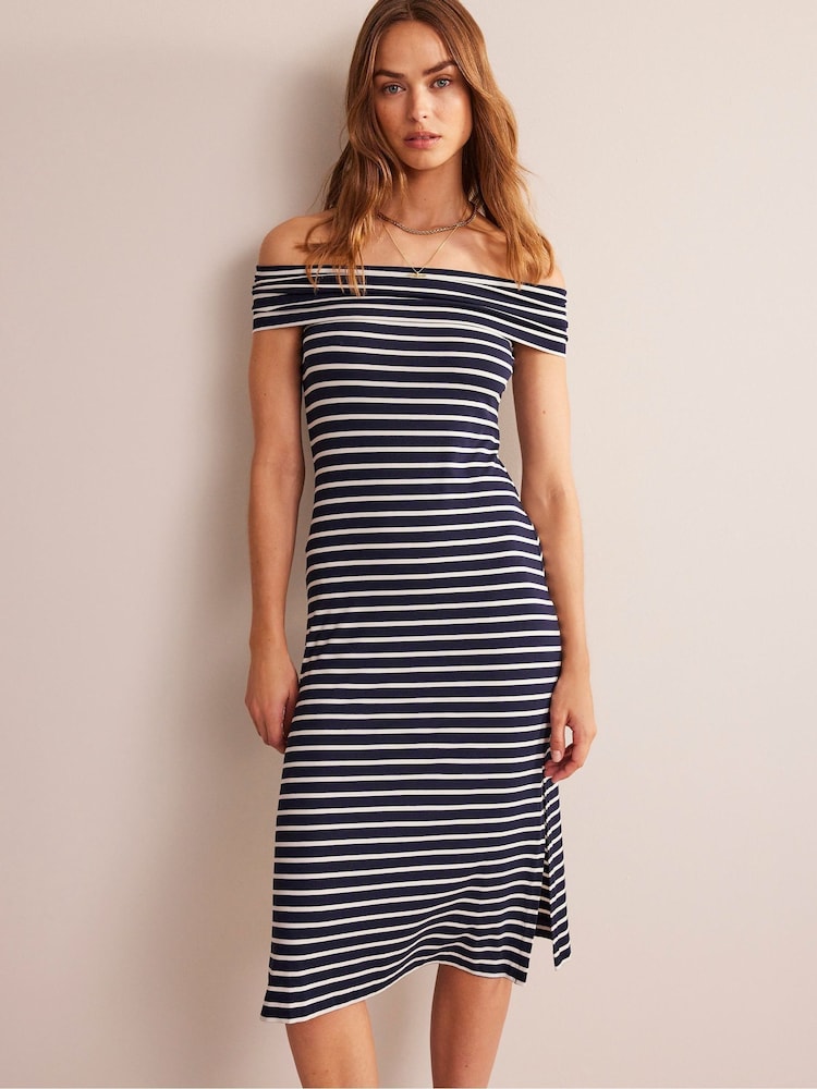 Boden Blue Off Shoulder Midi Dress - Image 1 of 3
