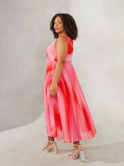 Live Unlimited Curve Pink Ombre Sunray Pleat Maxi Dress - Image 2 of 5