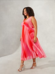 Live Unlimited Curve Pink Ombre Sunray Pleat Maxi Dress - Image 4 of 5