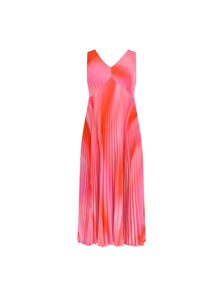 Live Unlimited Curve Pink Ombre Sunray Pleat Maxi Dress - Image 5 of 5
