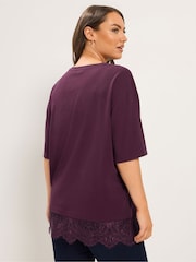 Yours Curve Purple Lace T-Shirt - Image 3 of 6