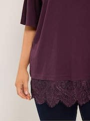 Yours Curve Purple Lace T-Shirt - Image 4 of 6