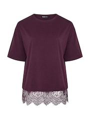 Yours Curve Purple Lace T-Shirt - Image 5 of 6