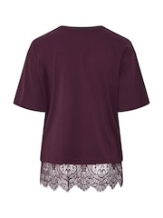 Yours Curve Purple Lace T-Shirt - Image 6 of 6