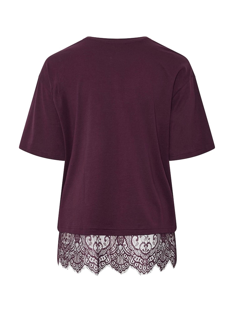 Yours Curve Purple Lace T-Shirt - Image 6 of 6