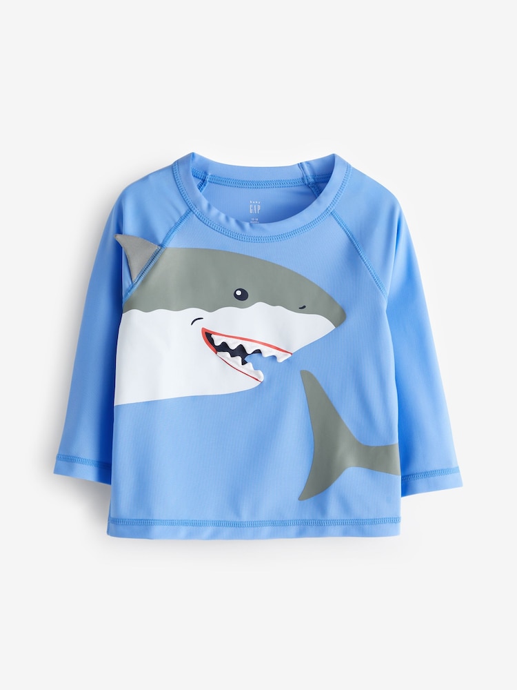 Gap Blue Shark Long Sleeve Baby Rash Vest (6mths-5yrs) - Image 1 of 3 Gap Blue Shark Long Sleeve Baby Rash Vest (6mths-5yrs) - Image 1 of 3