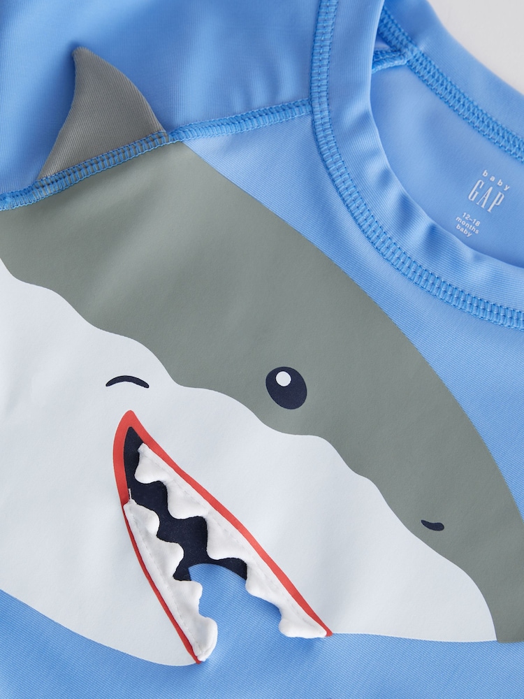 Gap Blue Shark Long Sleeve Baby Rash Vest (6mths-5yrs) - Image 3 of 3 Gap Blue Shark Long Sleeve Baby Rash Vest (6mths-5yrs) - Image 3 of 3