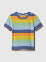 Gap Brannan Bear Gestreiftes T-Shirt mit Rundhalsausschnitt und Logo (Neugeborene - 5 Jahre) - Bild 1 von 2