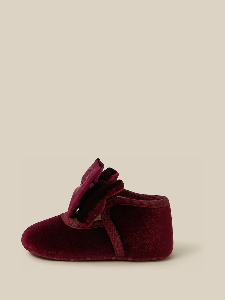 Buy Monsoon Burgundy Red Bow Velvet Booties & Headband Set from Next Israel