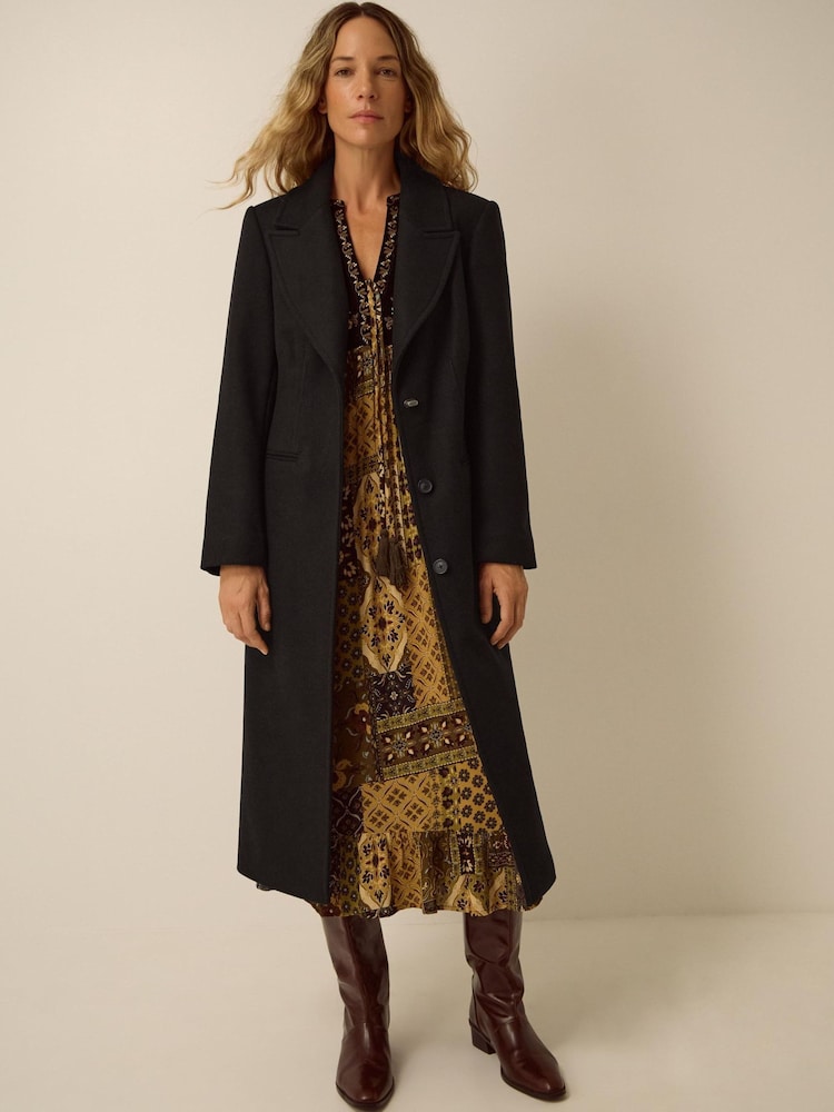 Monsoon Black Celia Wool Blend Coat - Image 1 of 5