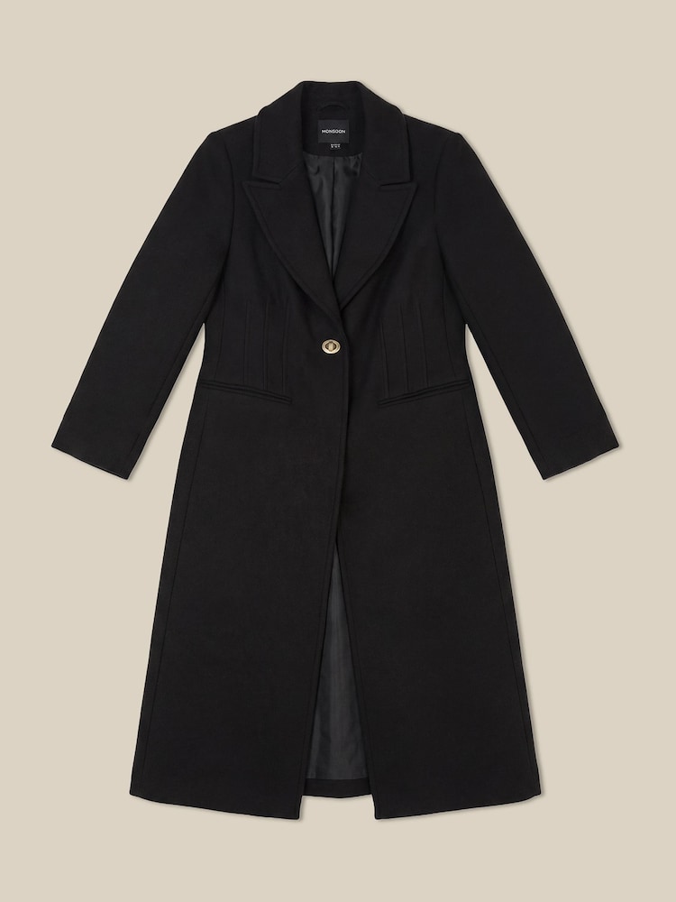 Monsoon Black Celia Wool Blend Coat - Image 5 of 5