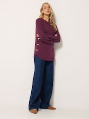 Long Tall Sally Red Longline Button Knitted Jumper - Image 2 of 4