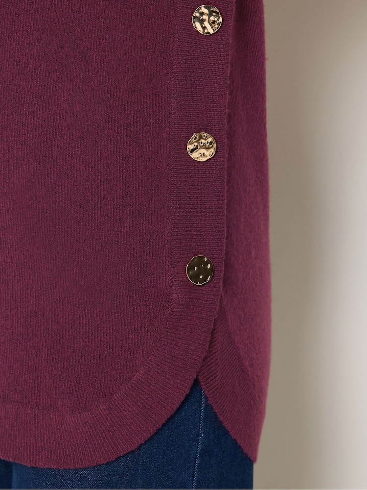 Long Tall Sally Red Longline Button Knitted Jumper - Image 4 of 4