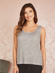 Yumi Silver Sequin Vest - Image 1 of 4