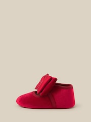 Monsoon Red Baby Bow Velvet Booties & Headband Set - Image 2 of 3