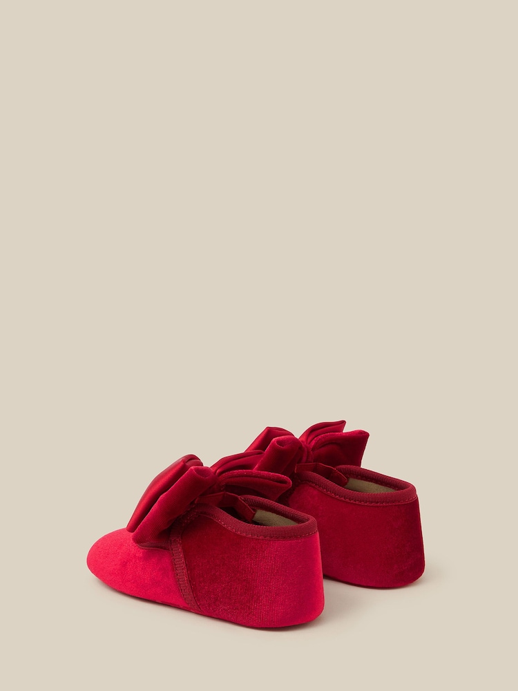 Monsoon Red Baby Bow Velvet Booties & Headband Set - Image 3 of 3 Monsoon Red Baby Bow Velvet Booties & Headband Set - Image 3 of 3