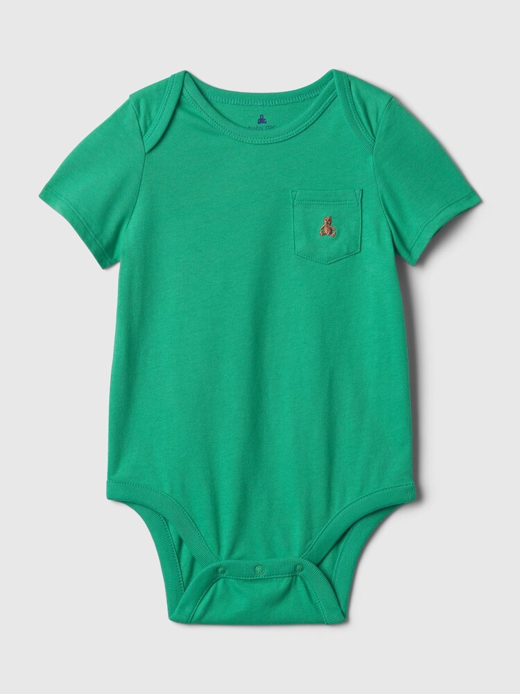 Gap Green Brannan Bear Pocket Bodysuit (Newborn-24mths) - Image 1 of 2 Gap Green Brannan Bear Pocket Bodysuit (Newborn-24mths) - Image 1 of 2