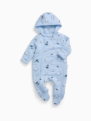 MORI Blue Penguin Print Soft Cotton Pramsuit - Image 2 of 4