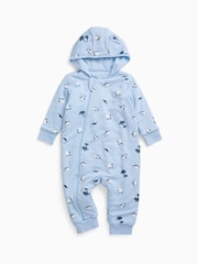 MORI Blue Penguin Print Soft Cotton Pramsuit - Image 3 of 4