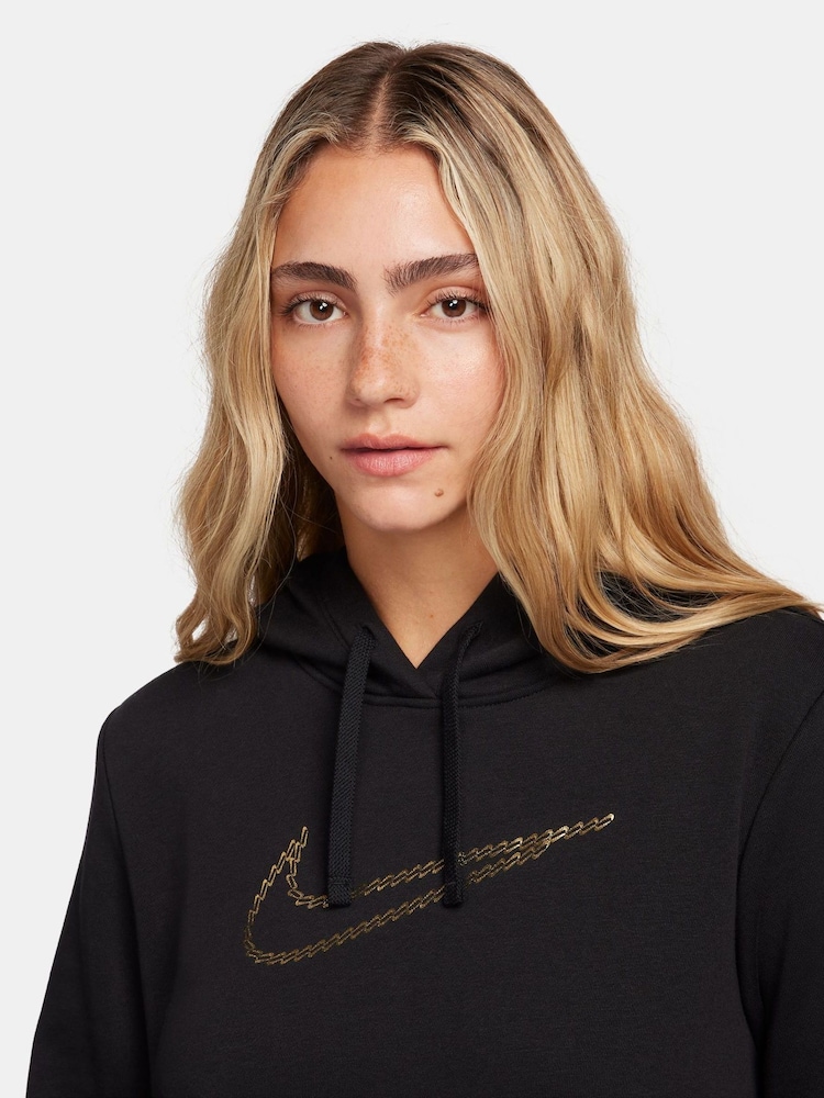 Nike Black Metallic Swoosh Premium Loose Fit Hoodie - Image 4 of 7