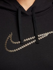 Nike Black Metallic Swoosh Premium Loose Fit Hoodie - Image 6 of 7