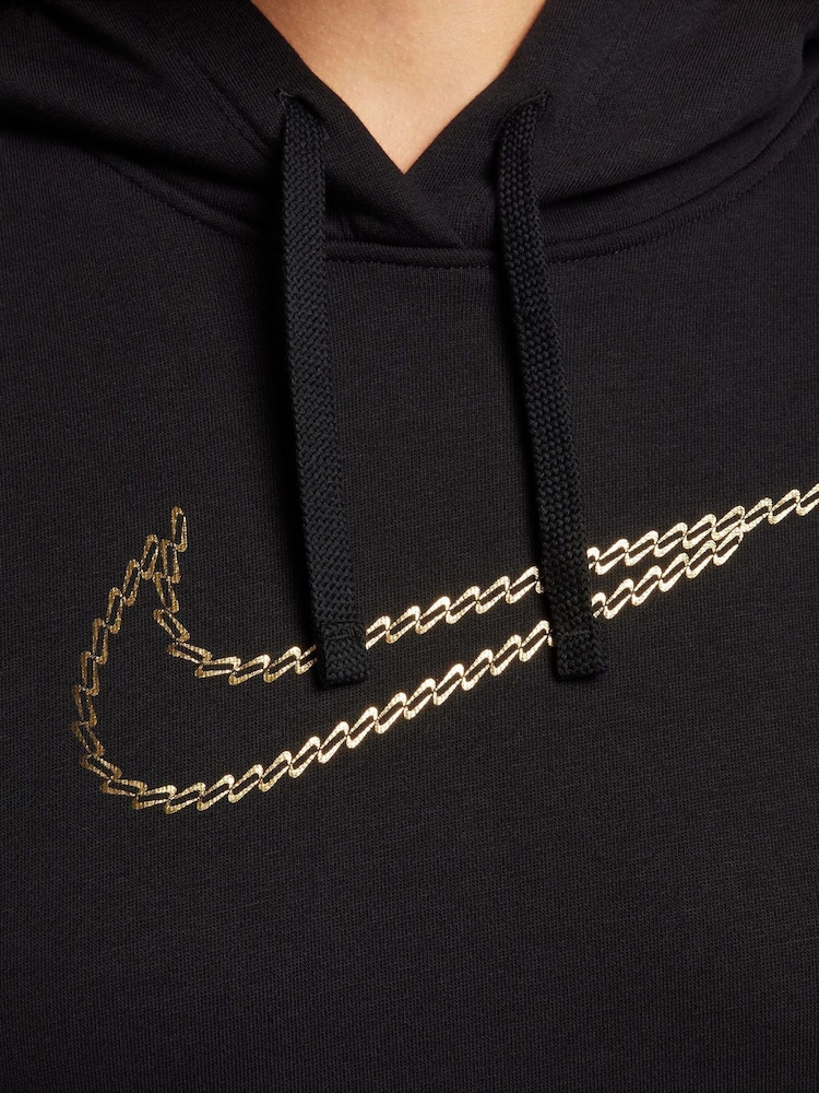 Nike Black Metallic Swoosh Premium Loose Fit Hoodie - Image 6 of 7