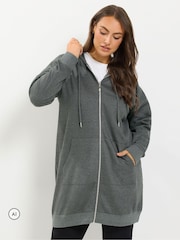 Grey - Yours Curve Longline Zip Through Dukserica sa kapuljačom - Slika 4 od 7