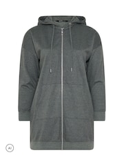 Grey - Yours Curve Longline Zip Through Dukserica sa kapuljačom - Slika 6 od 7