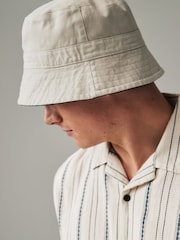 Navy Blue/Ecru White Reversible Bucket 100% Cotton Hat - Image 3 of 7
