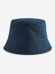 Navy Blue/Ecru White Reversible Bucket 100% Cotton Hat - Image 6 of 7