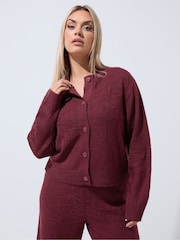 Yours Curve Red Limited Rose Jacquard Cardigan Co-Ord - Image 2 of 7