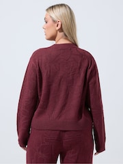 Yours Curve Red Limited Rose Jacquard Cardigan Co-Ord - Image 4 of 7